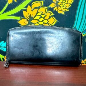 Bally Black Leather Continental Zip Wallet Made in Italy